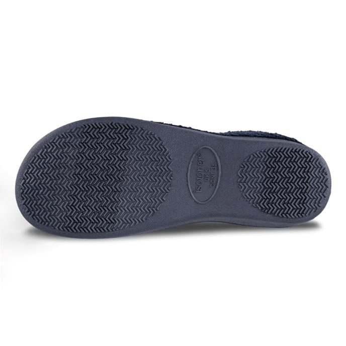 Isotoner Ladies Popcorn Full Back Bootie Slipper Navy Extra Image 5